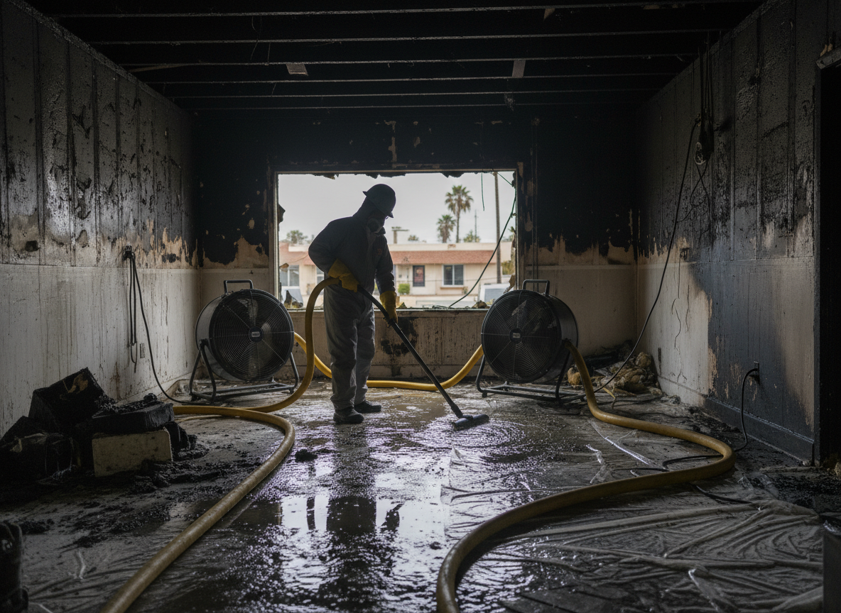 Water damage remediation after fire in San Ysidro